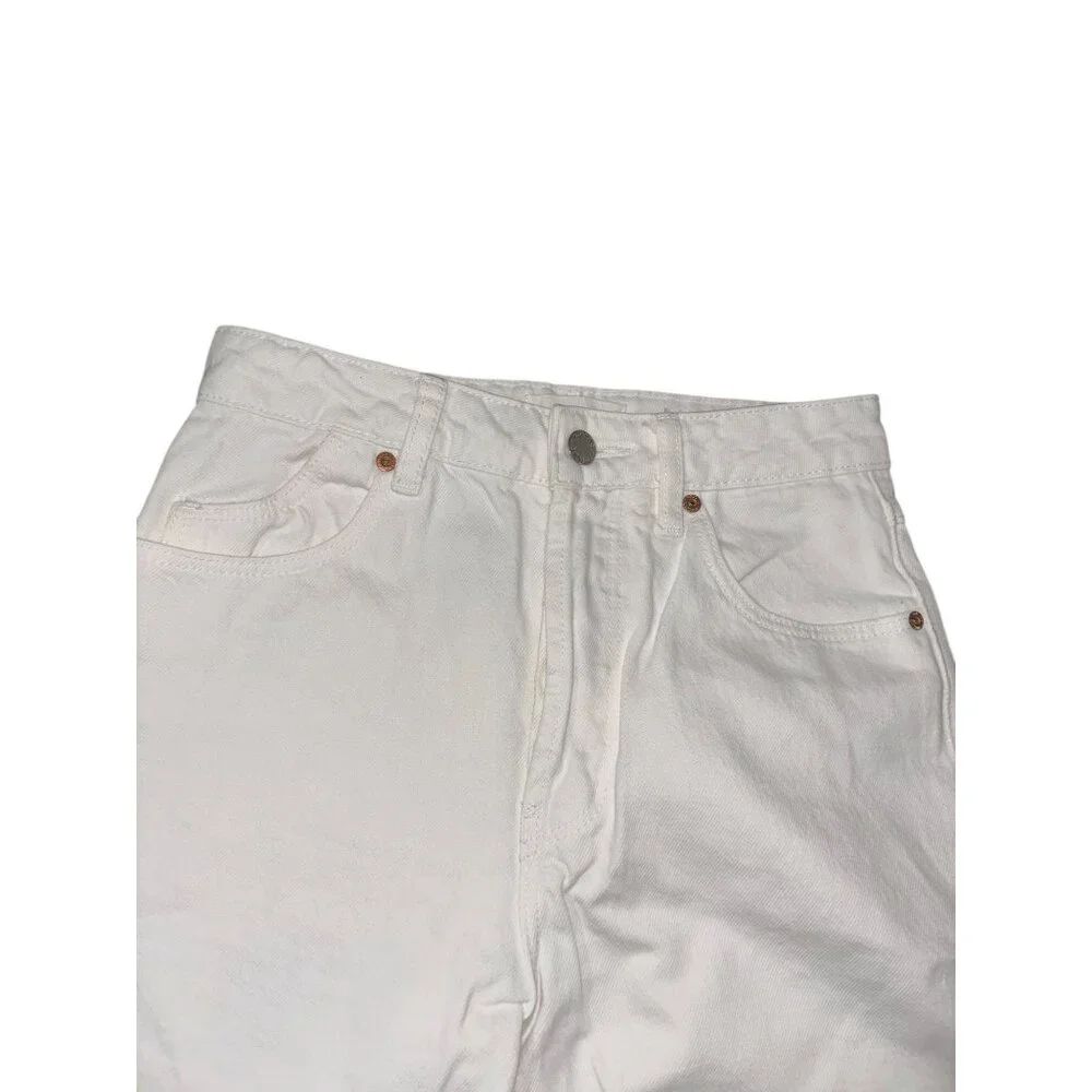 Rolla's White Buttonfly Size 24 Classic Straight Denim Jeans High Rise - Picture 3 of 8
